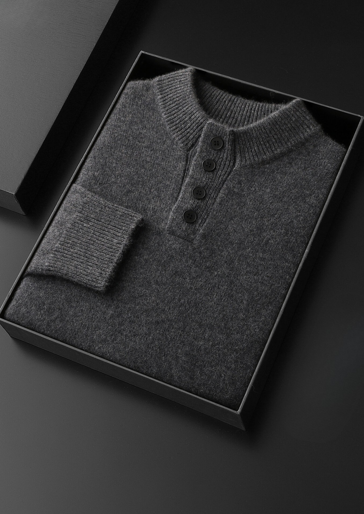 Pure Cashmere Dark Gray Button Sweater