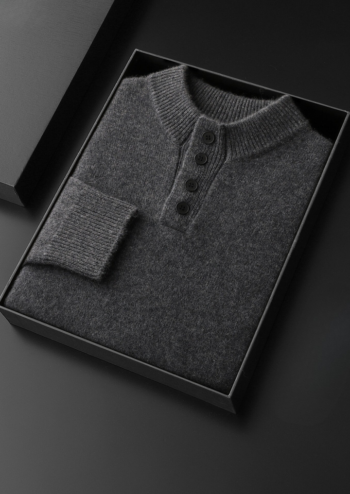Pure Cashmere Dark Gray Button Sweater