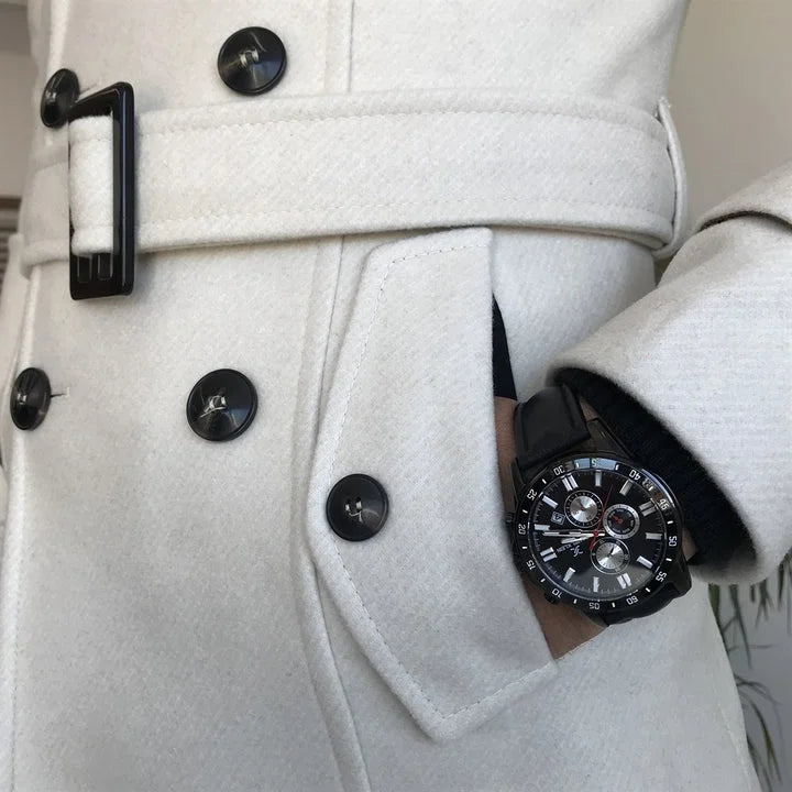 Classic White British Style Short Trench Coat - DUVAL