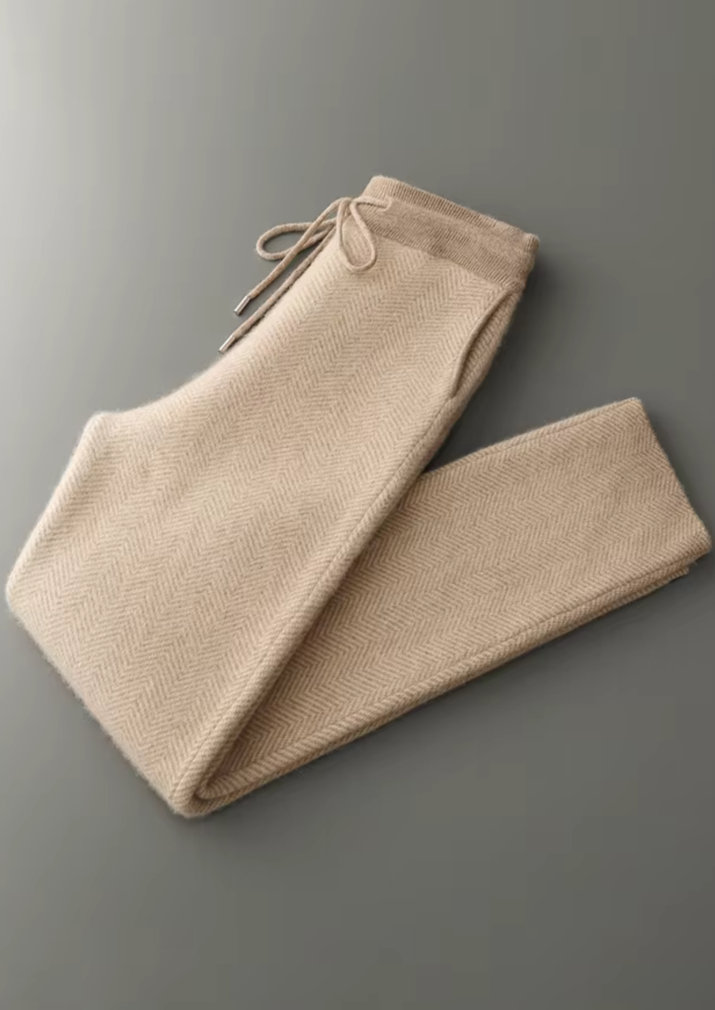 Pure Extra-Fine Merino Wool Sand Herringbone Set