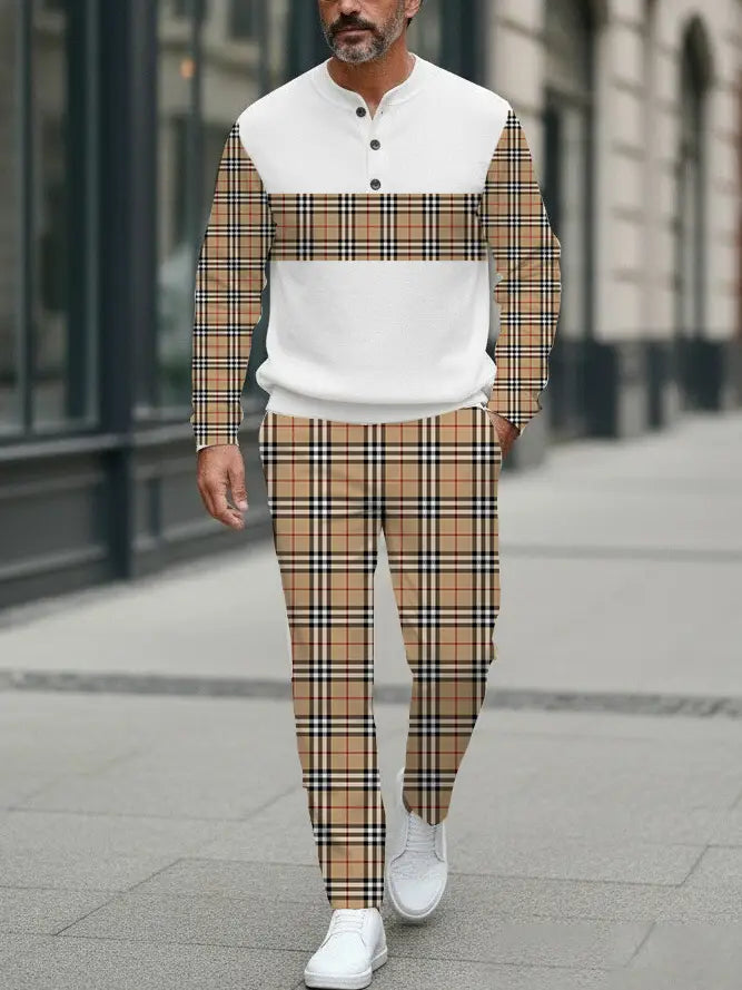 Long Sleeve Long Pants Button Two-Piece Set - DUVAL