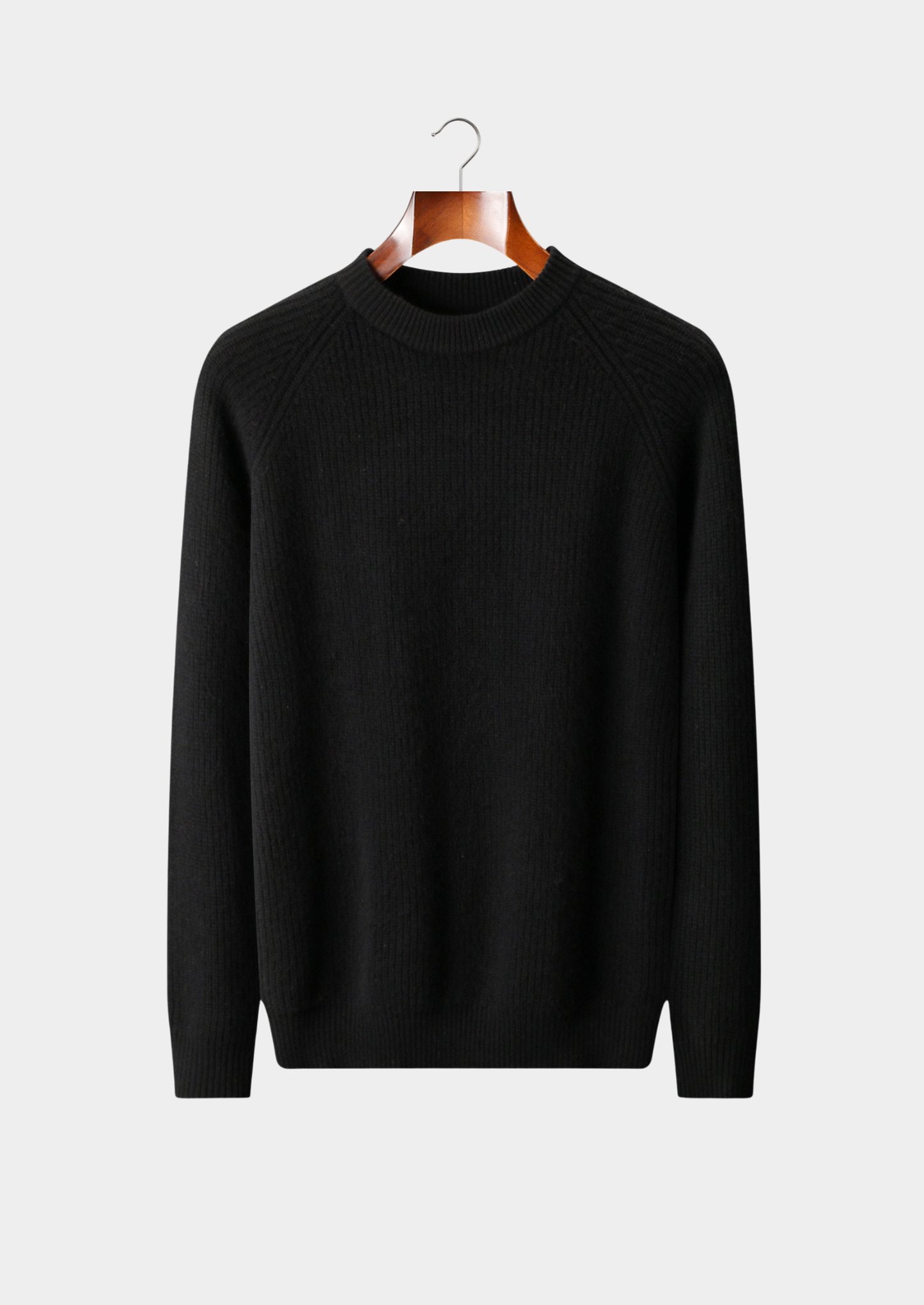 Pure Extra-Fine Merino Wool Ribbed Raglan Crewneck