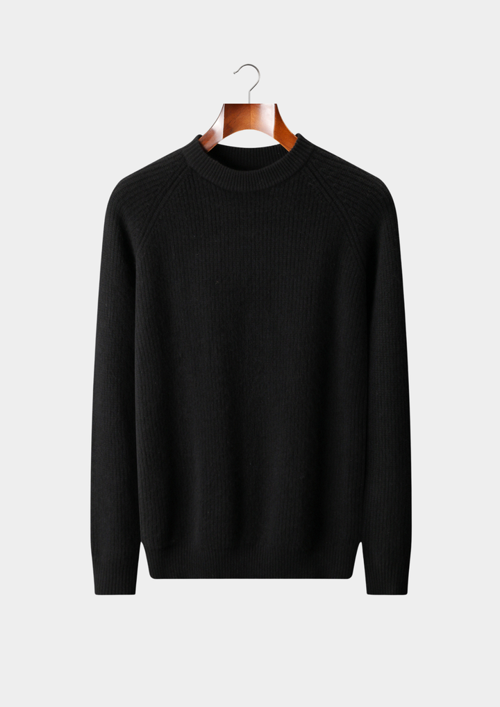 Pure Extra-Fine Merino Wool Ribbed Raglan Crewneck