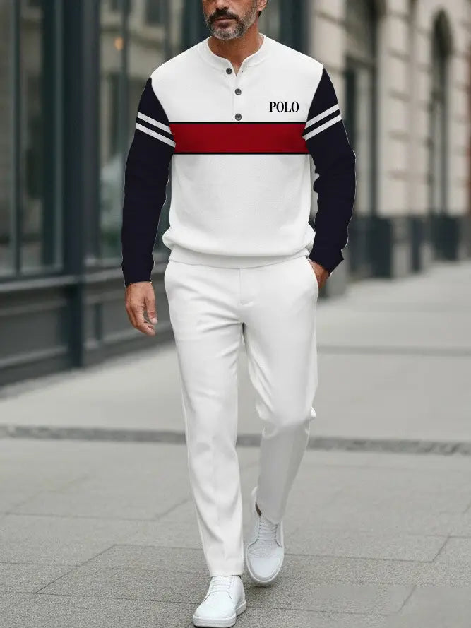 Long Sleeve Long Pants Button Two-Piece Set - DUVAL