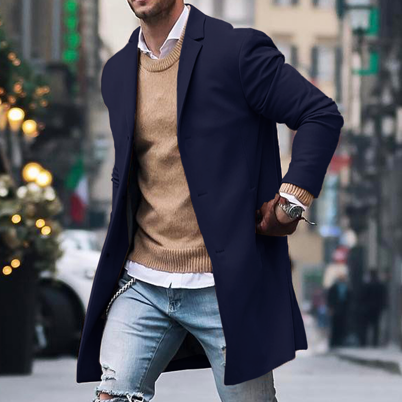 Notch Lapel Single Breasted Mid-length Coat - DUVAL