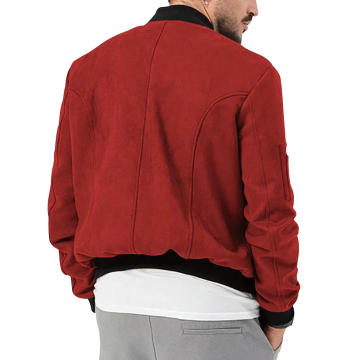 Suede Stand Collar Button Jacket - DUVAL
