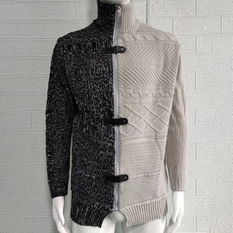 Trendy Paneled Knitted Sweater Jacket - DUVAL