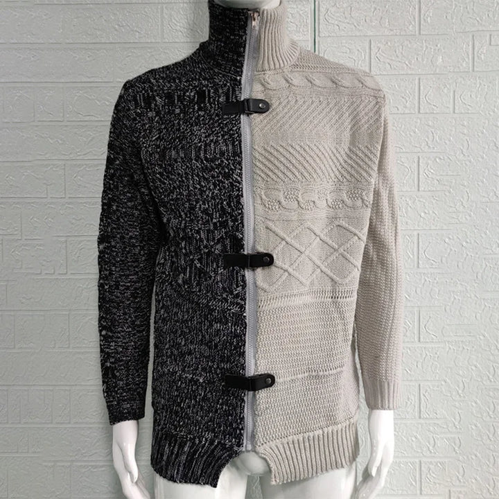 Trendy Paneled Knitted Sweater Jacket - DUVAL