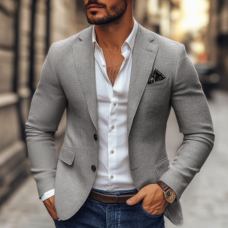 men's fashion notch lapel two buttons casual blazer