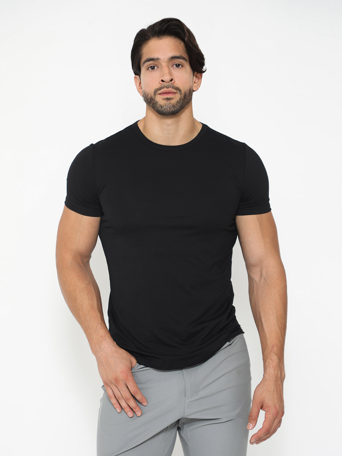 All Day Elite Curve-Hem Tee Stretch Short Sleeve