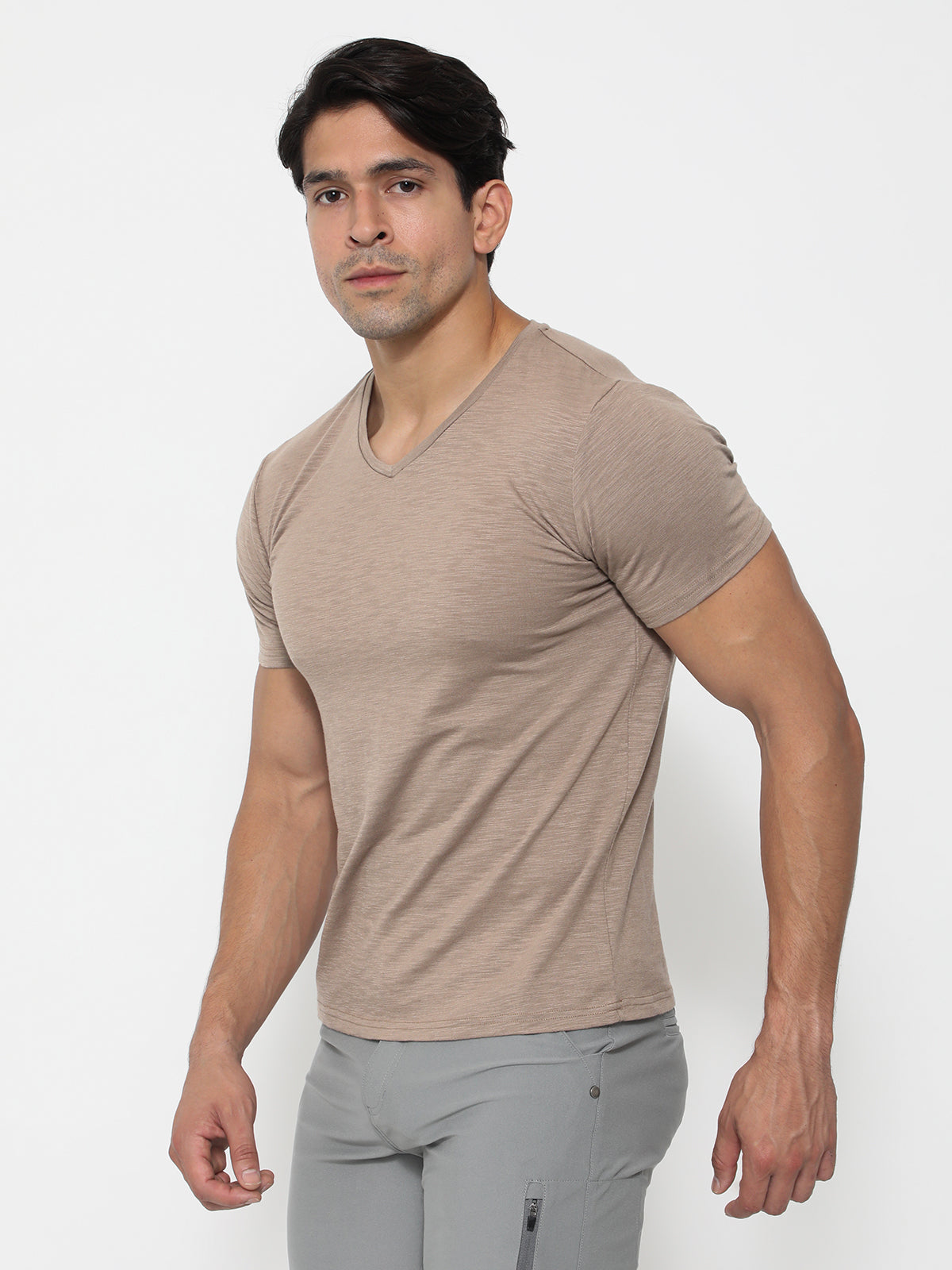 Slub V-neck T-shirt New