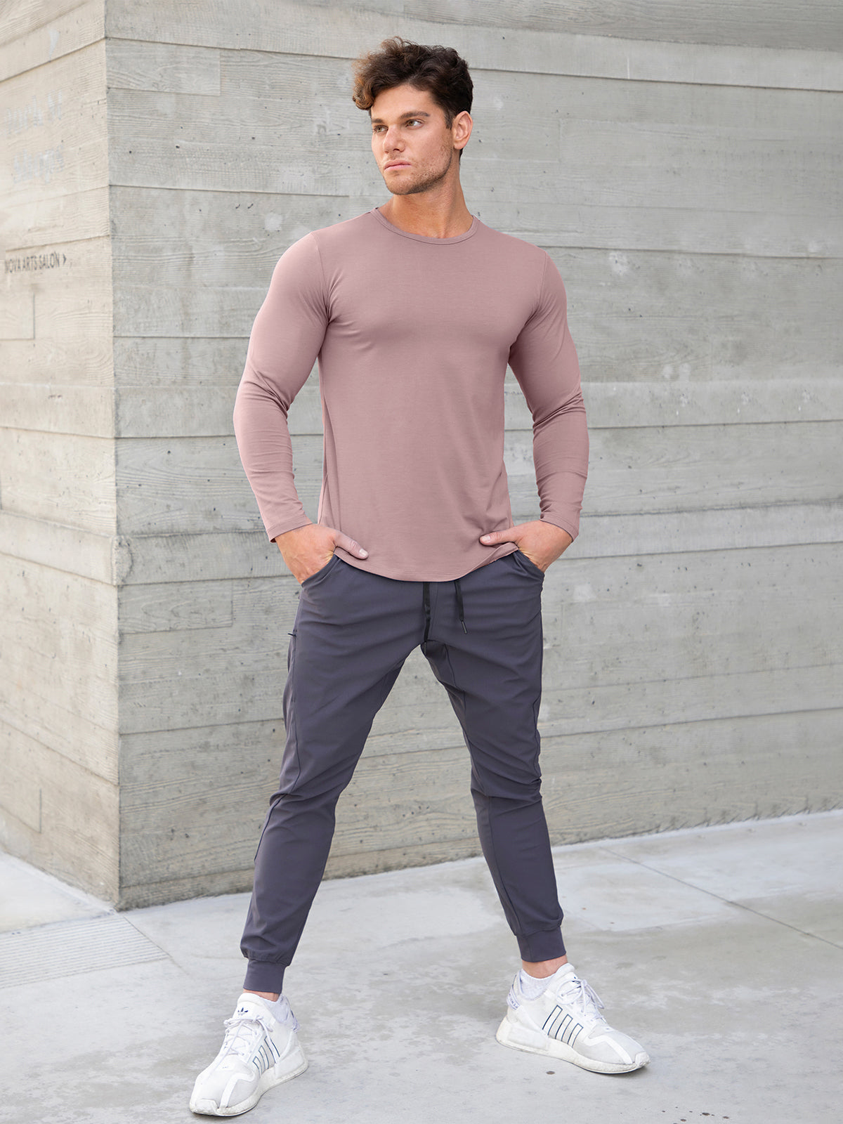 All Day Elite Curve-Hem Tee Stretch Long Sleeve