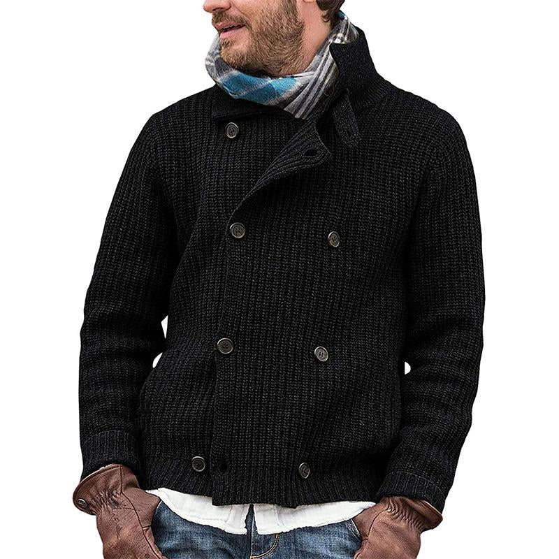 men's-solid-color-button-knit-jacket