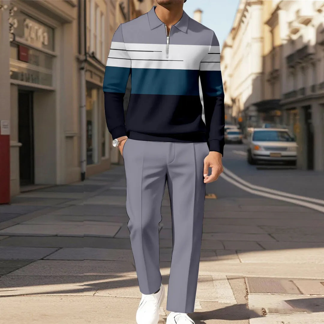 Modern Quarter Zip Two-Piece Set - DUVAL