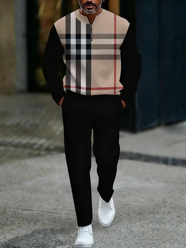 Quarter Zip Sweater & Trousers Two-Piece Set - DUVAL