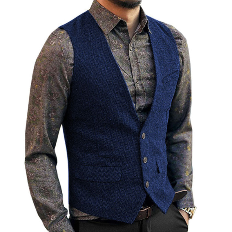 V-neck Tweed Single Breasted Vest