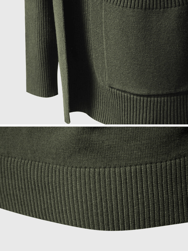 Knit Pocket Cardigan Sweater - DUVAL