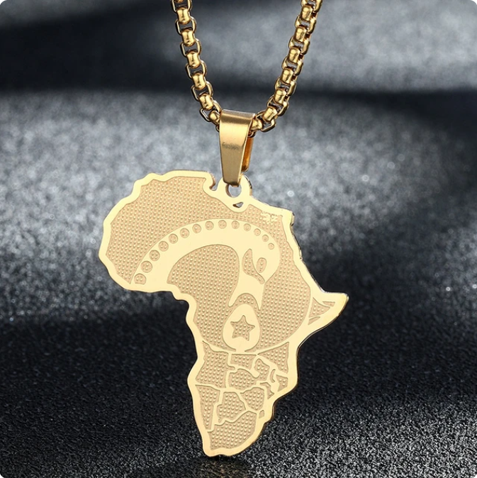 Africa Map Necklace Stainless Steel