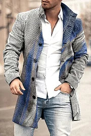 Casual Blue And Gray Gradient Fashion Coat