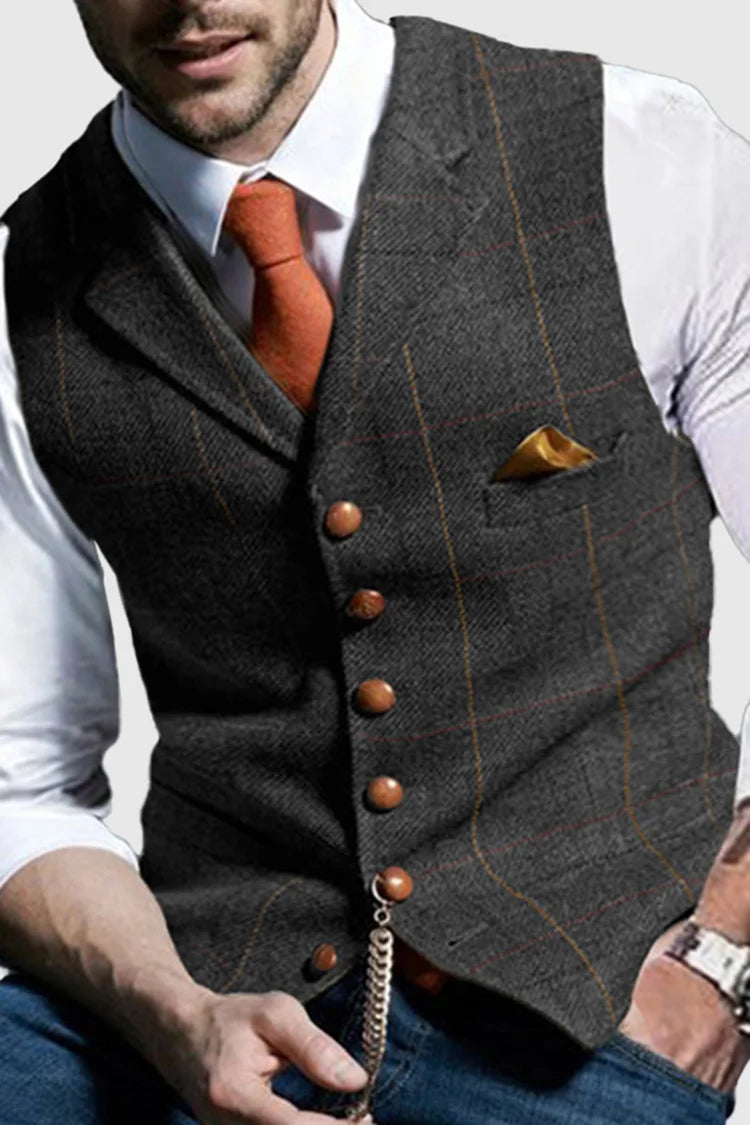 Check British Style Vest - DUVAL