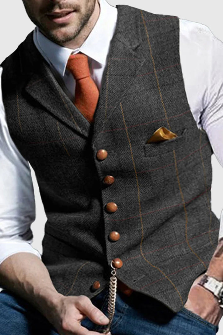 Check British Style Vest - DUVAL