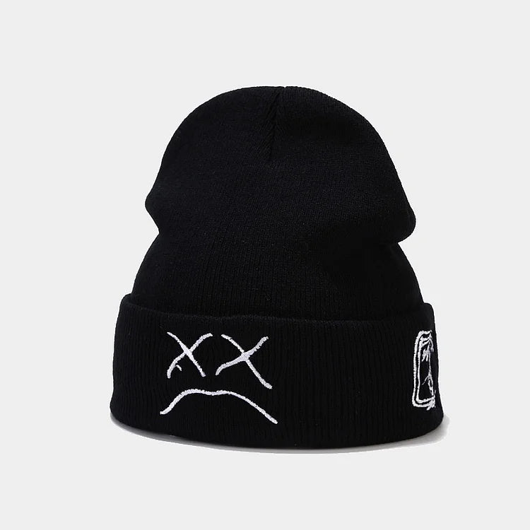 SAD BOY FACE HIP HOP KNITTED BEANIES HAT FOR WINTER