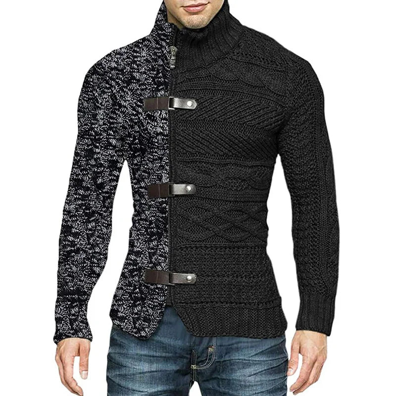 Trendy Paneled Knitted Sweater Jacket - DUVAL