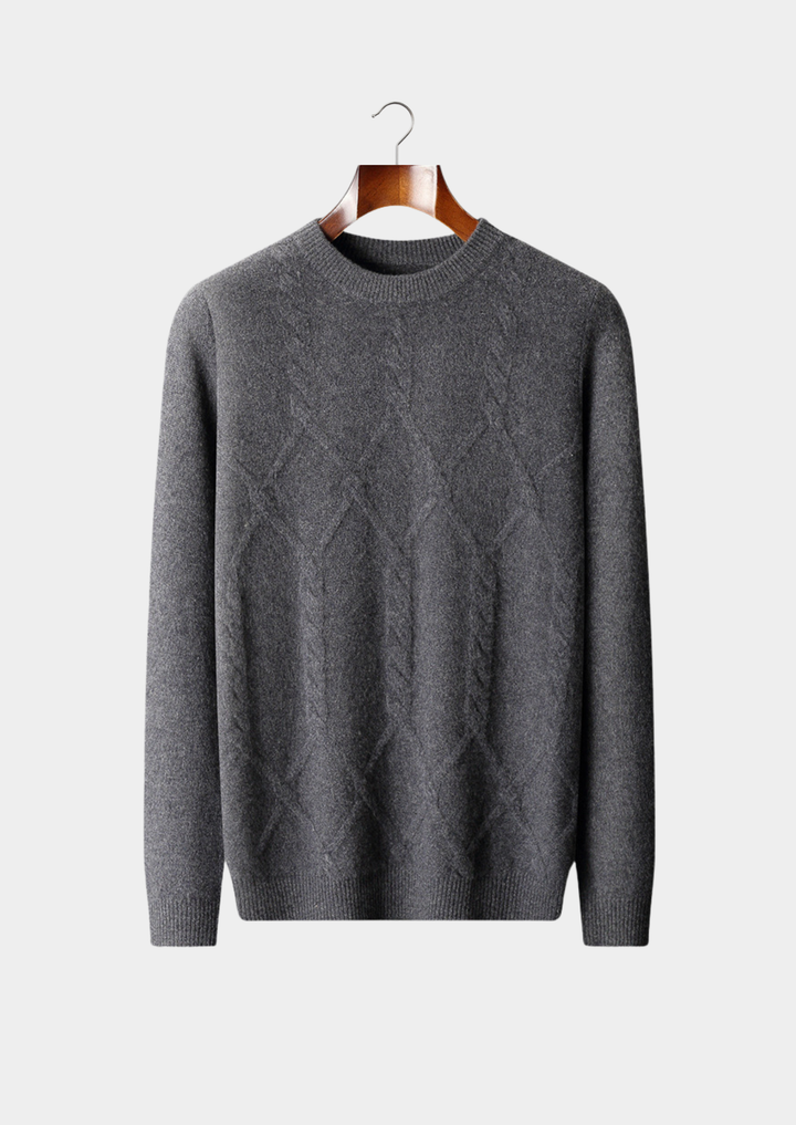 Pure Extra-Fine Merino Wool Cable Crewneck