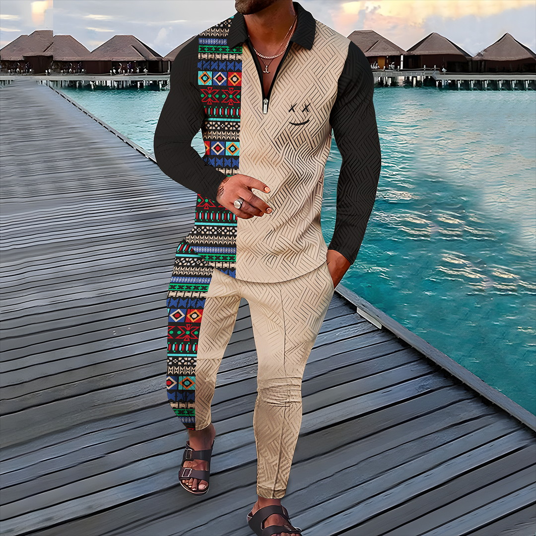 Time Traveler Long Sleeve Polo Suit - DUVAL