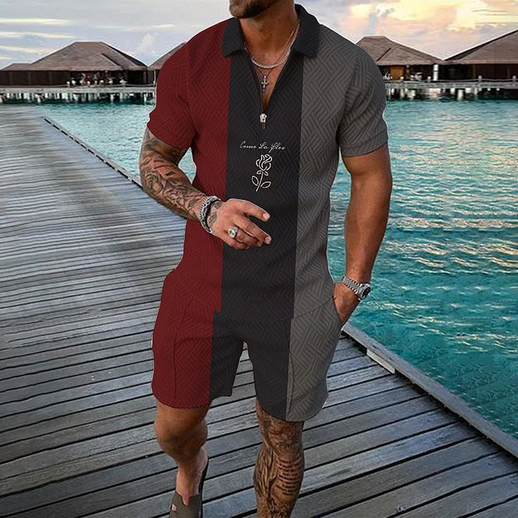 "Come To Play" Rose Polo Shirt And Shorts Co-Ord - DUVAL