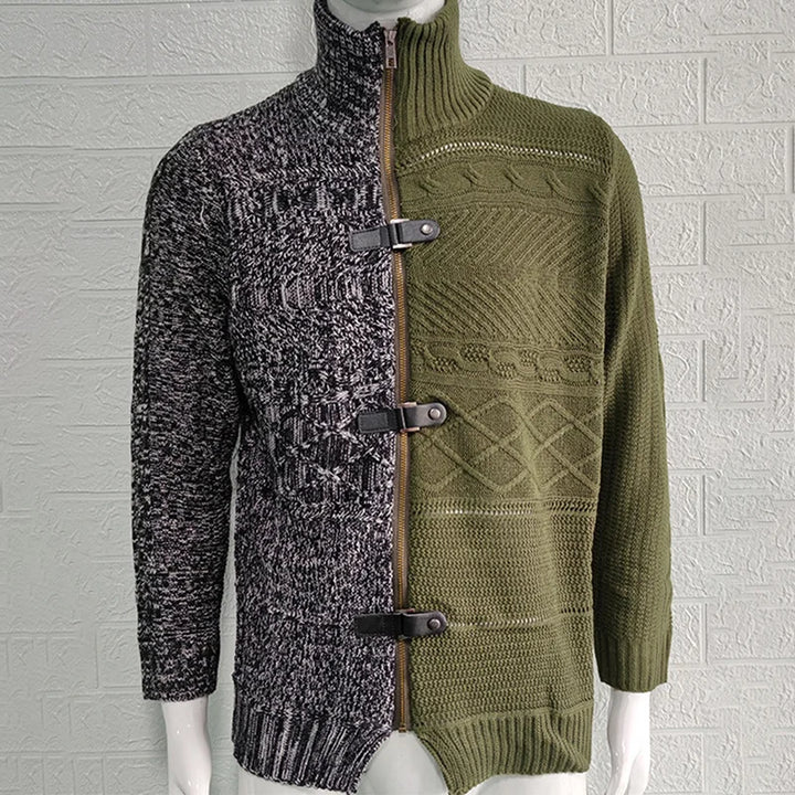 Trendy Paneled Knitted Sweater Jacket - DUVAL
