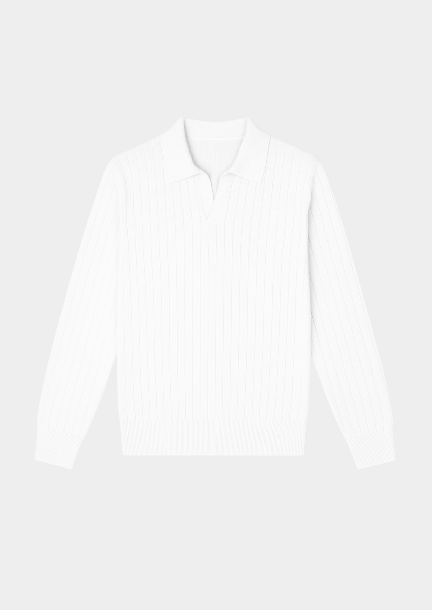 White Buttonless Ribbed Polo