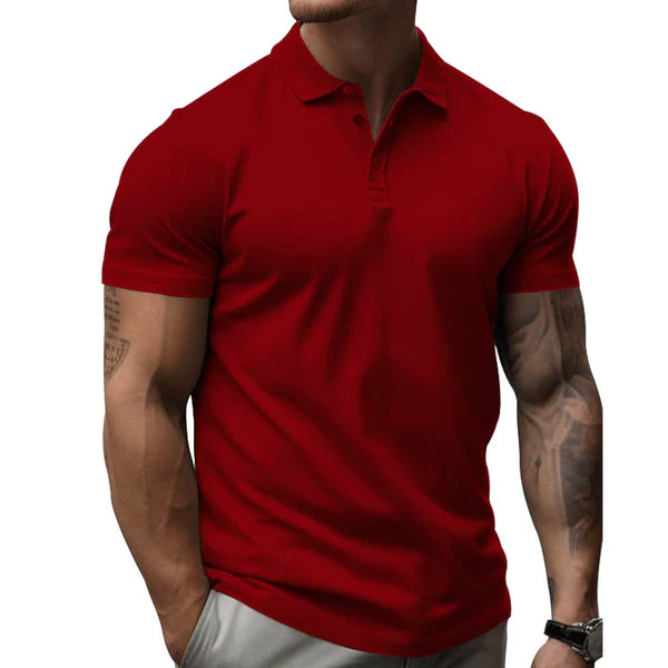 Solid Slim Lapel Short Sleeve Casual Polo Shirt