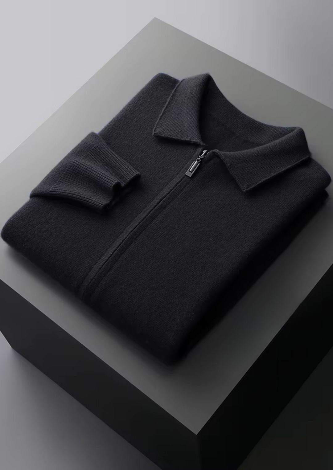 Pure Extra-Fine Merino Wool Zip Polo Cardigan