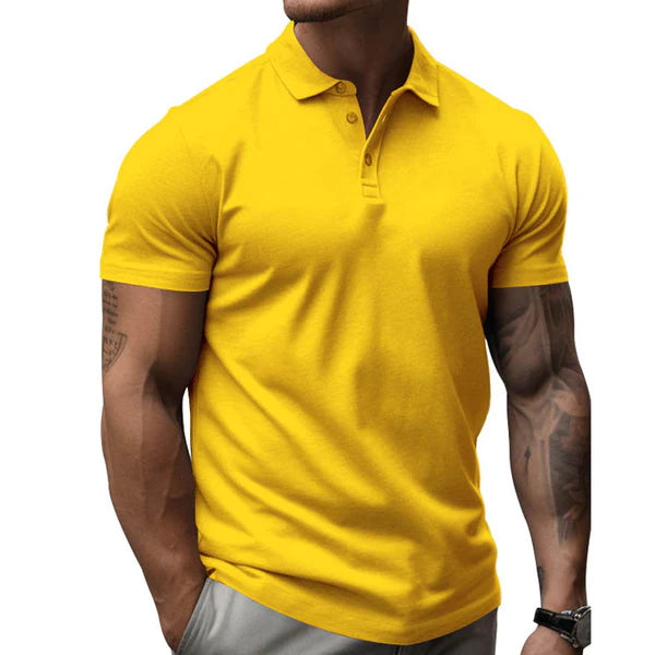 Solid Slim Lapel Short Sleeve Casual Polo Shirt