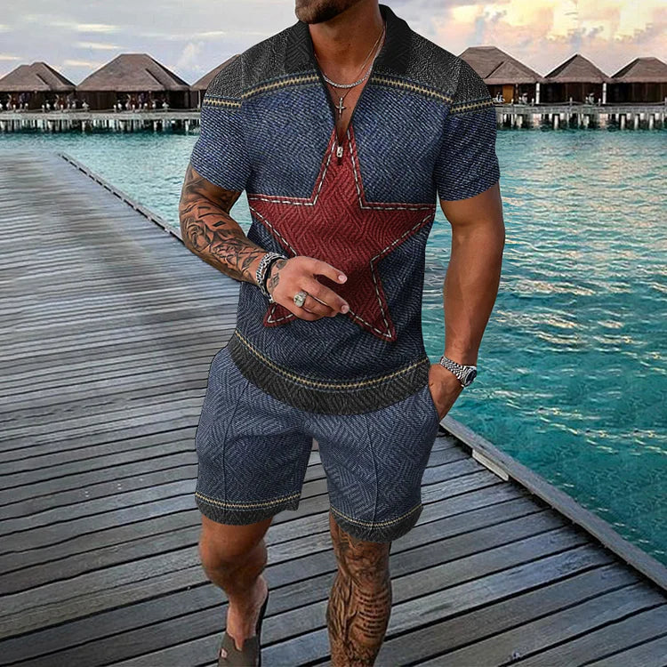 Texas Star Polo Shirt And Shorts Co-Ord - DUVAL