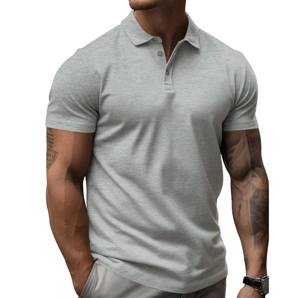 Solid Slim Lapel Short Sleeve Casual Polo Shirt