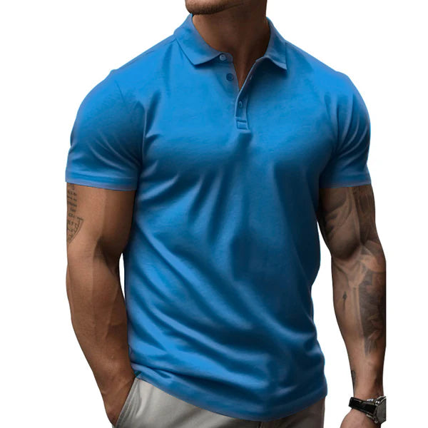 Solid Slim Lapel Short Sleeve Casual Polo Shirt