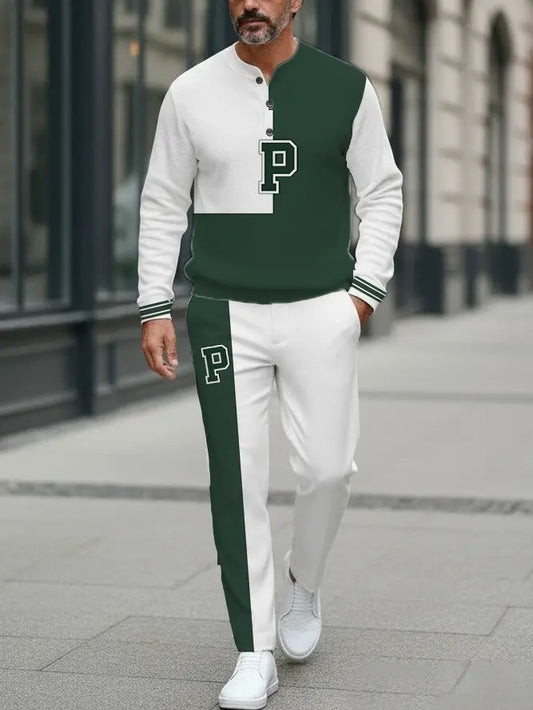 Long Sleeve Long Pants Button Two-Piece Set - DUVAL