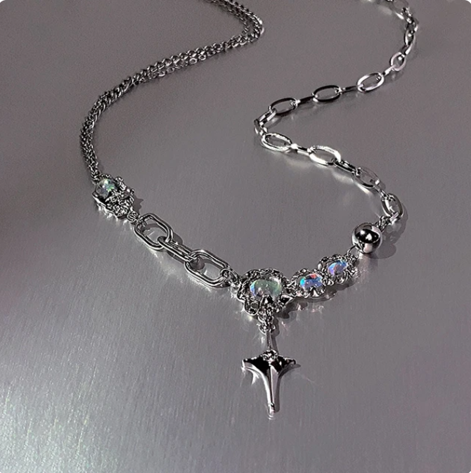 Zircon Cross Star Beaded Necklace