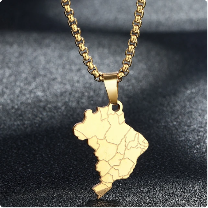 Africa Map Necklace Stainless Steel