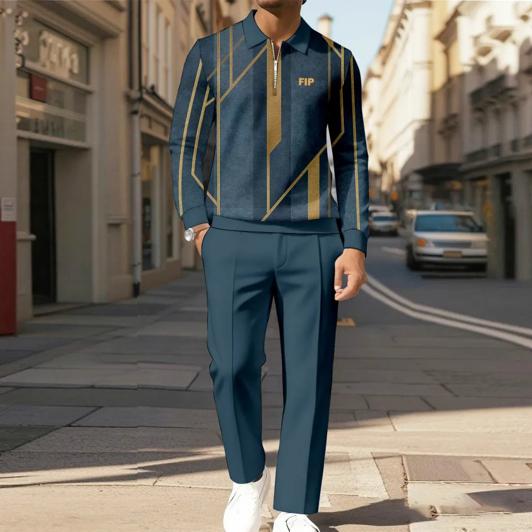 Modern Quarter Zip Two-Piece Set