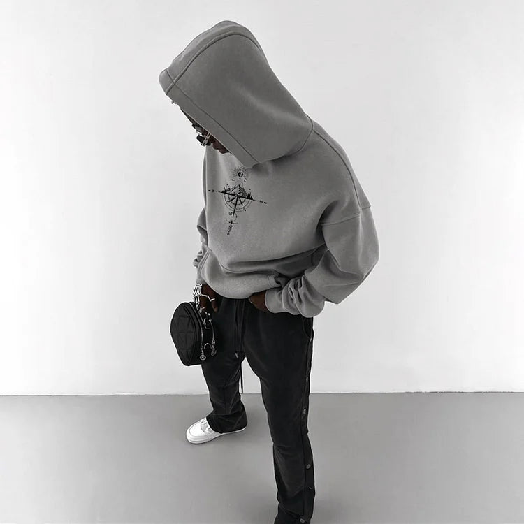 Oversize Sun Moon Star Ocean Hoodie - DUVAL