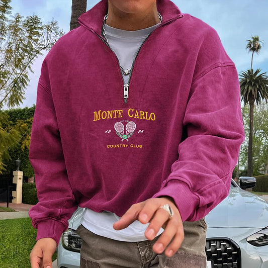 Monte Carlo Country Club Polo Collar Sweatshirt