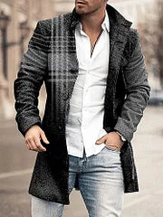 Casual Color Block Gradient Plaid Print Coat - DUVAL