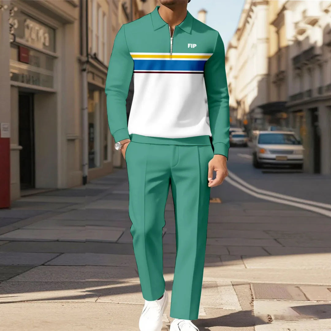 Modern Quarter Zip Two-Piece Set