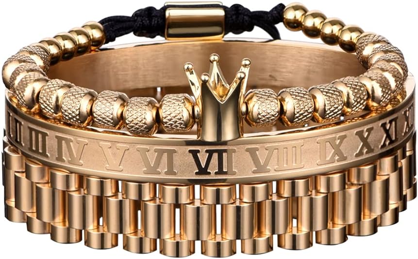 Luxury Roman Royal Crown Charm Bracelet Men