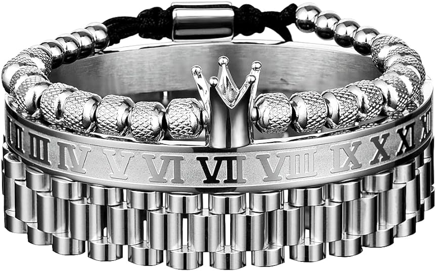 Luxury Roman Royal Crown Charm Bracelet Men