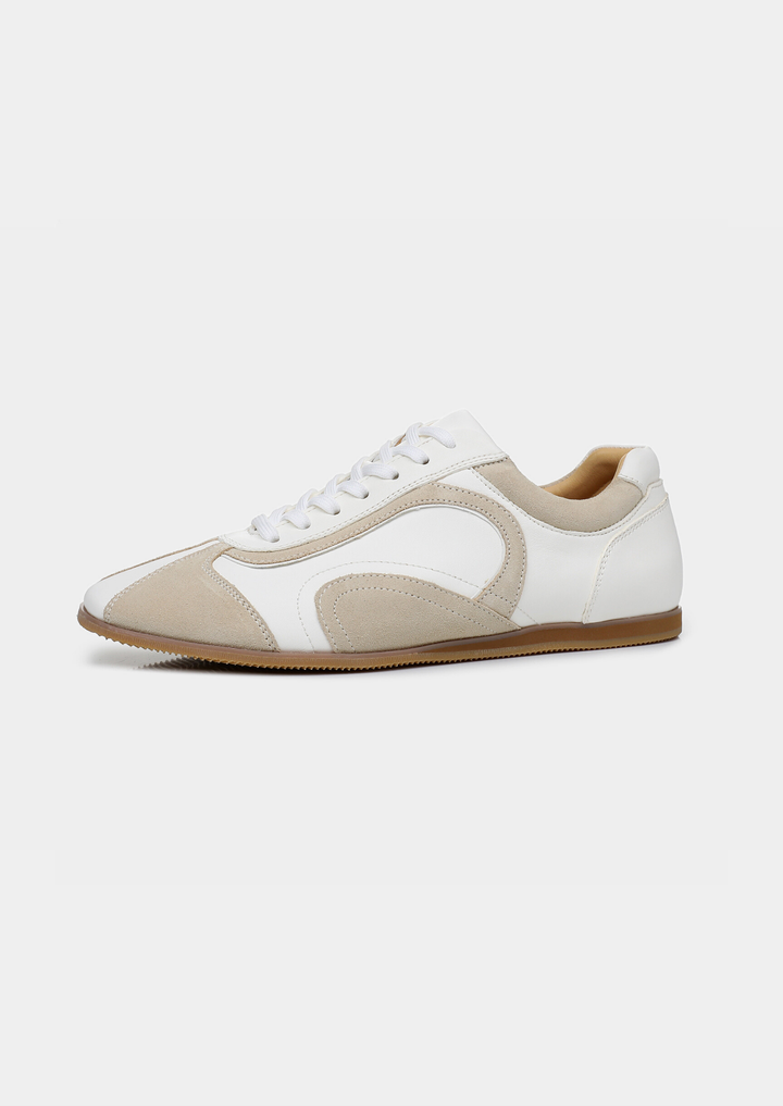 White Retro Hybrid Suede Leather Runner