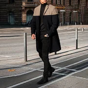 Black Khaki Color Block Art Painting Coat - DUVAL